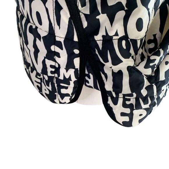 Free People Oversized Puffer Jacket Movement Zips XS-X Black White Spell Out New - Picture 7 of 16